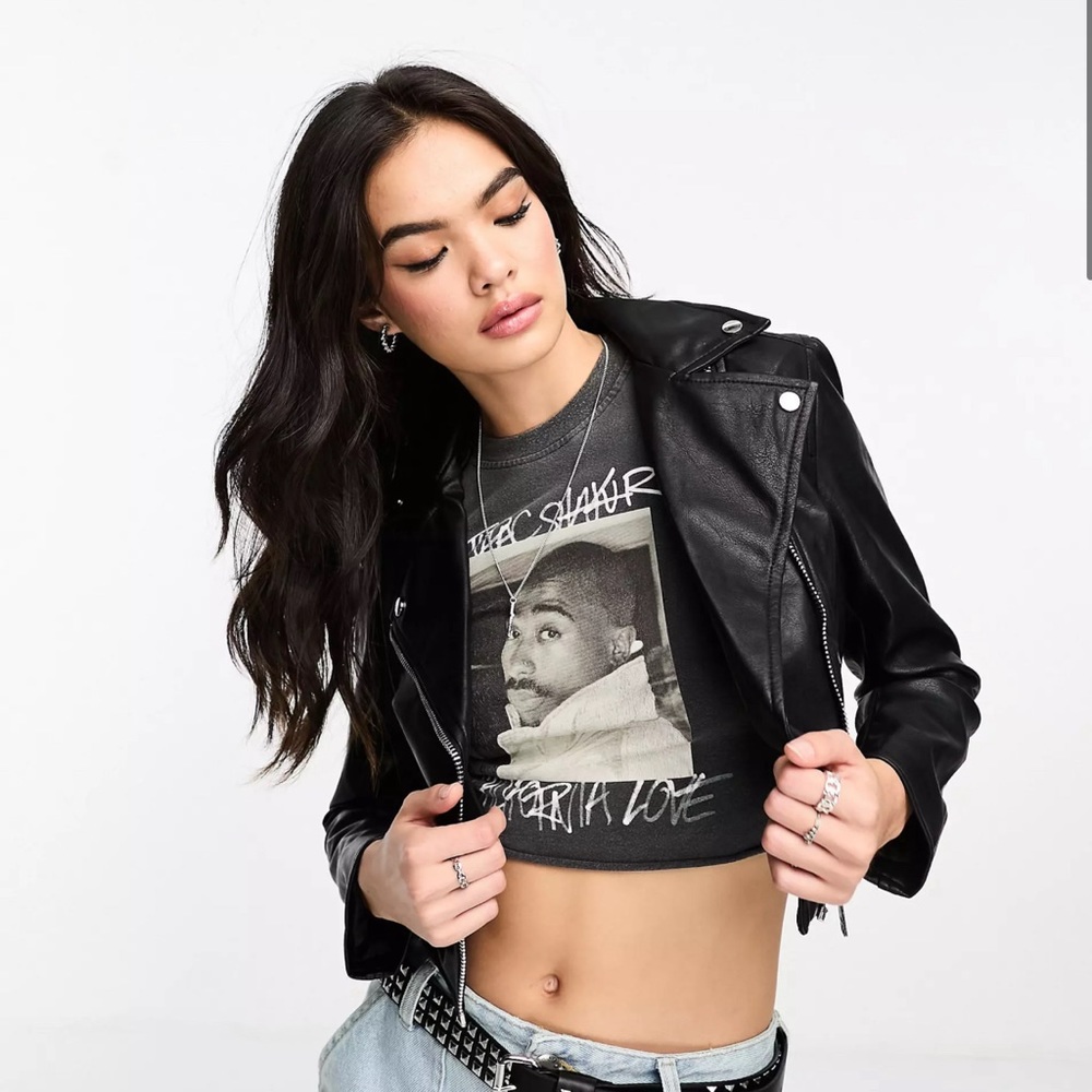 Bershka faux-leather biker jacket